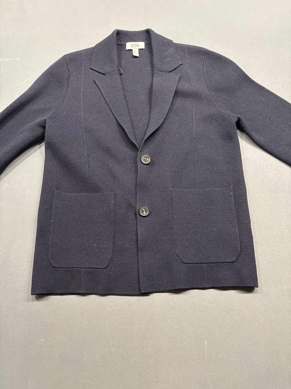 COS Navy Knit Blazer Cardigan Sweater Jacket XS 2-Button